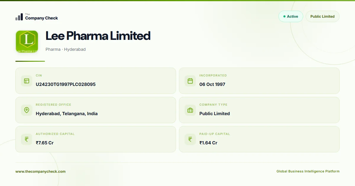 Lee Pharma Limited - 2026 Insights | The Company Check