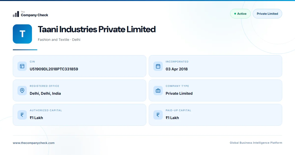 Taani Industries Private Limited - Company Profile