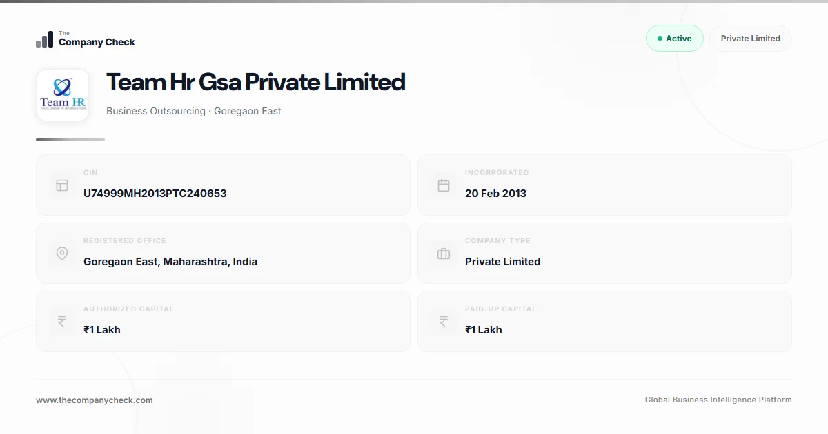 Team Hr Gsa Private Limited - 2026 Insights